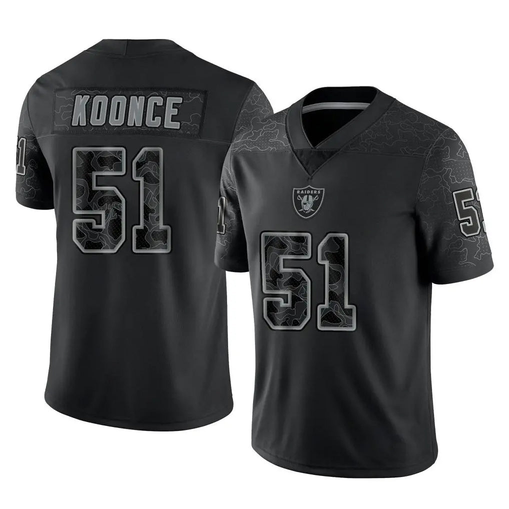 Elroe LV.Raiders #51 Malcolm Koonce Player Black Reflective Limited Game Stitched Jerseys