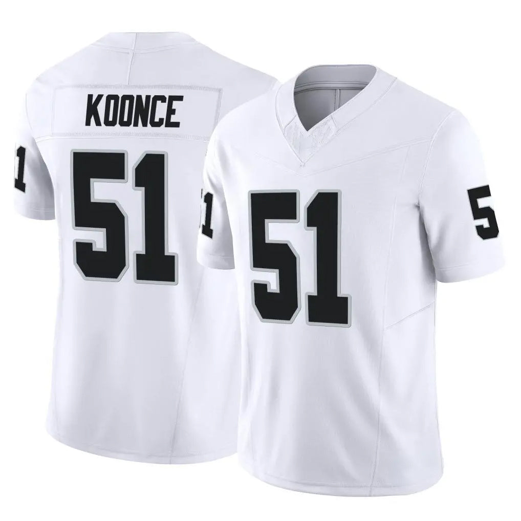 Elroe LV.Raiders #51 Malcolm Koonce Player White Limited Vapor F.U.S.E. Home Game Stitched Jerseys