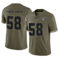 Elroe LV.Raiders #58 Jackson Powers-Johnson Player Olive Salute To Service Limited Stitched Jerseys