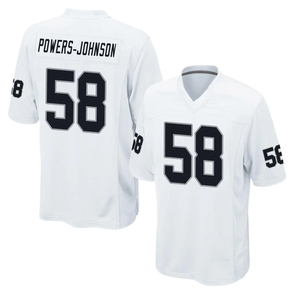 Elroe LV.Raiders #58 Jackson Powers-Johnson Player White Home Game Stitched Jerseys