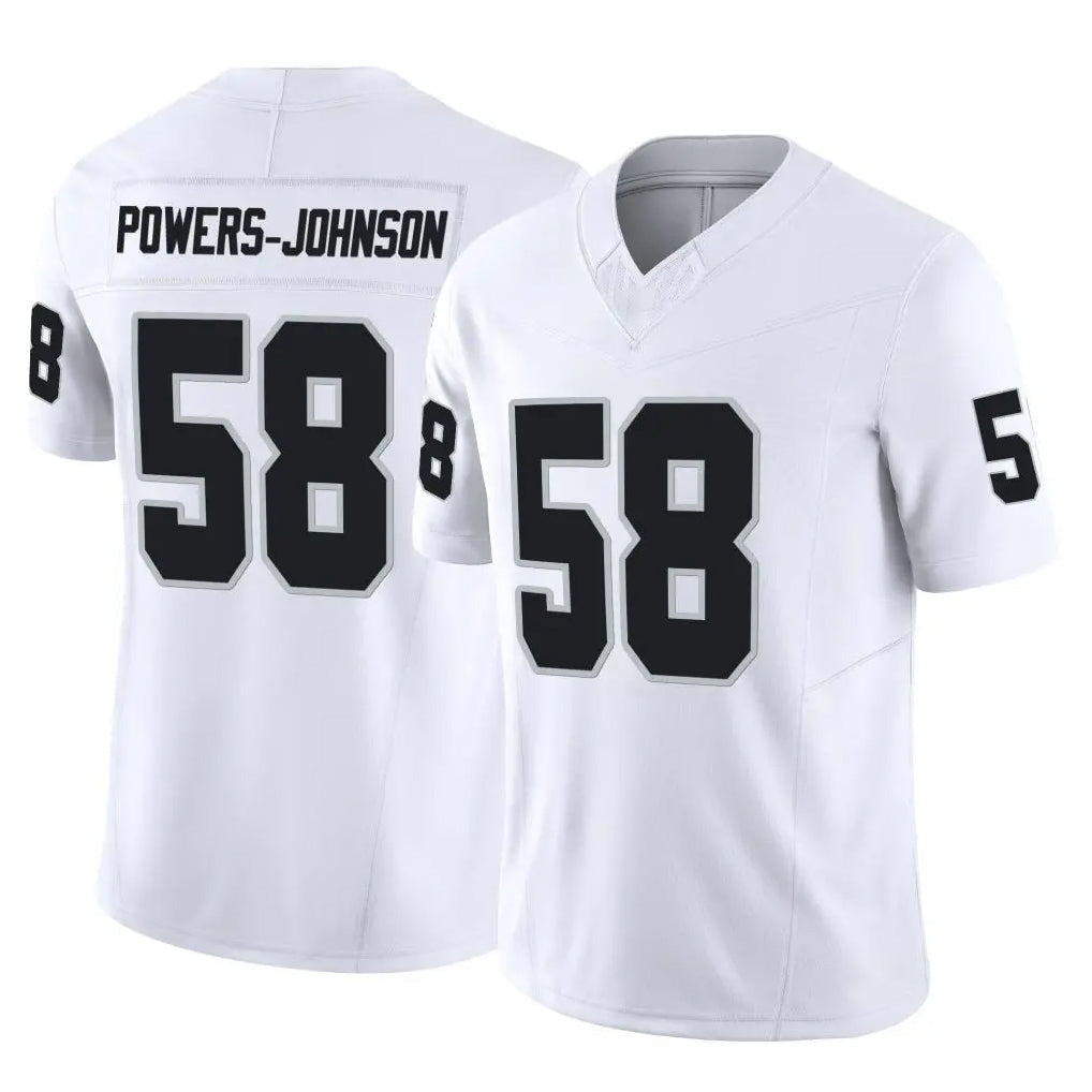 Elroe LV.Raiders #58 Jackson Powers-Johnson Player White Limited Vapor F.U.S.E. Home Game Stitched Jerseys