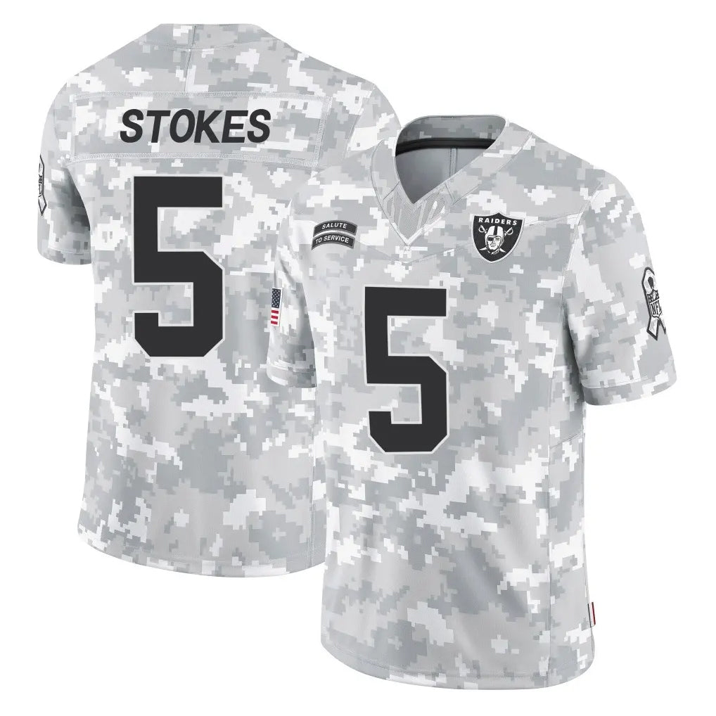 Elroe LV.Raiders #5 Eric Stokes Player Arctic Camo Salute To Service Limited Game Stitched Jerseys