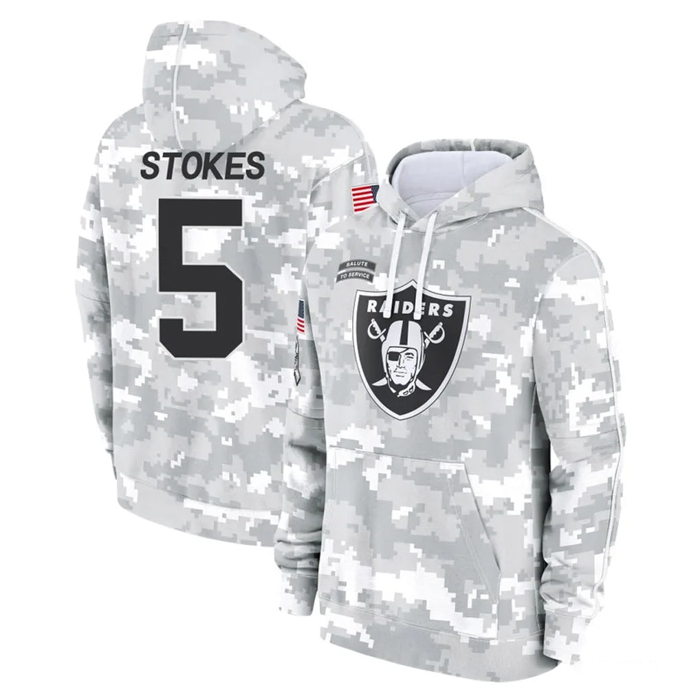 Elroe LV.Raiders #5 Eric Stokes Player Arctic Camo Salute to Service Hoodies Limited Game Stitched Jerseys