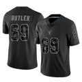 Elroe LV.Raiders #69 Adam Butler Player Black Reflective Limited Game Stitched Jerseys