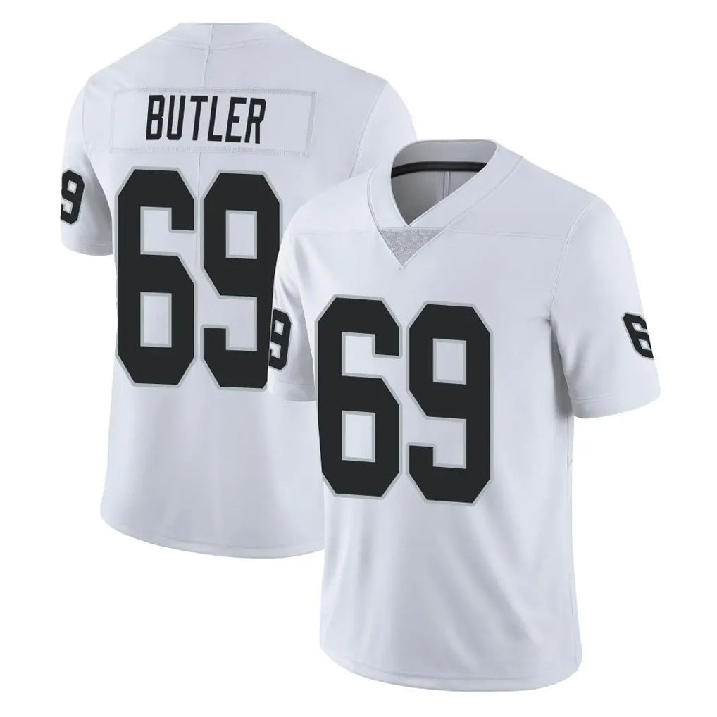Elroe LV.Raiders #69 Adam Butler Player White Limited Vapor Untouchable Home Game Stitched Jerseys