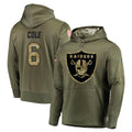 Elroe LV.Raiders #6 A.J. Cole Player Olive Salute to Service Pullover Hoodies Home Game Stitched Jerseys