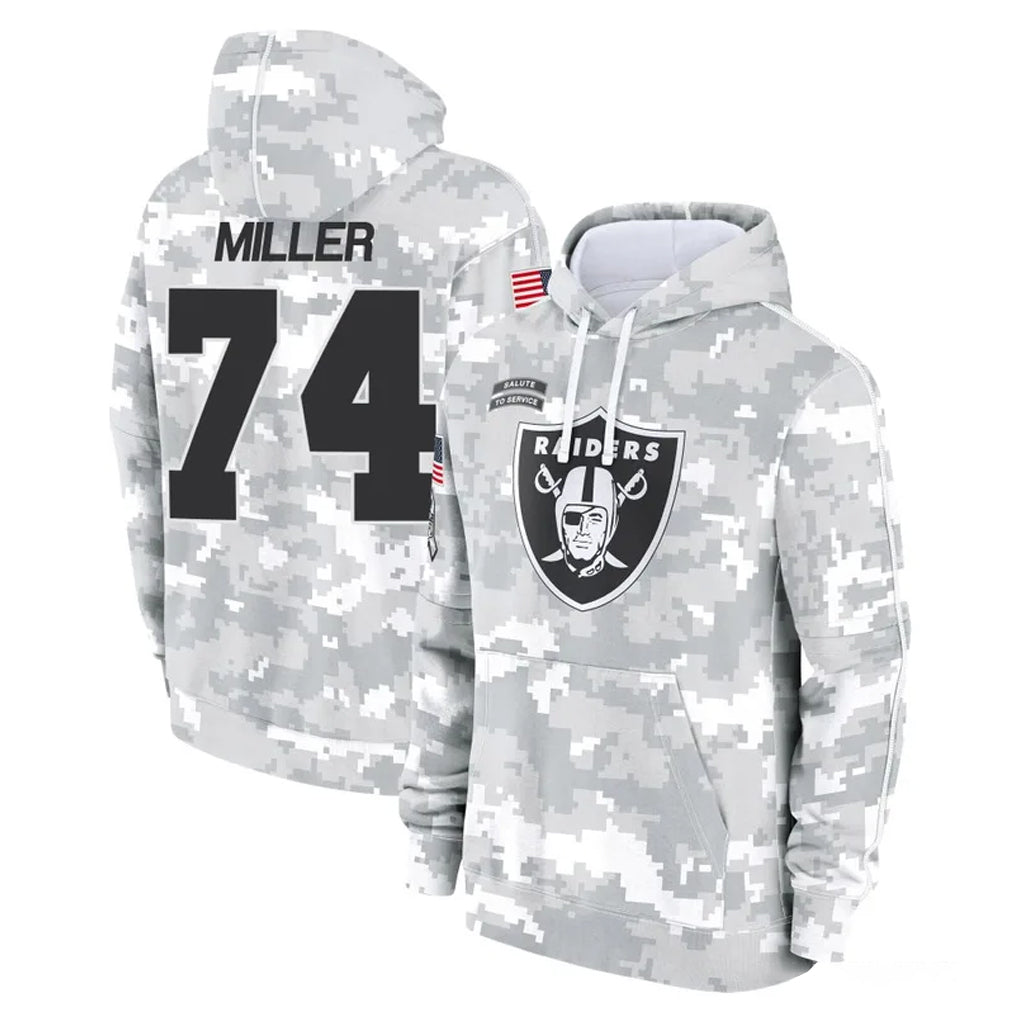Elroe LV.Raiders #74 Kolton Miller Player Arctic Camo Salute to Service Hoodies Limited Game Stitched Jerseys