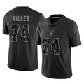 Elroe LV.Raiders #74 Kolton Miller Player Black Reflective Limited Game Stitched Jerseys