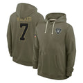 Elroe LV.Raiders #7 Quay Walker Player Olive Salute to Service Pullover Hoodies Limited Stitched Jerseys