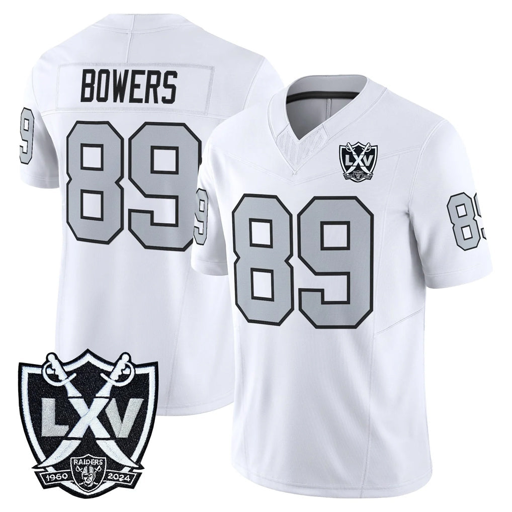 Elroe LV.Raiders #89 Brock Bowers Player White 2026 Vapor Limited Home Game Stitched Jerseys