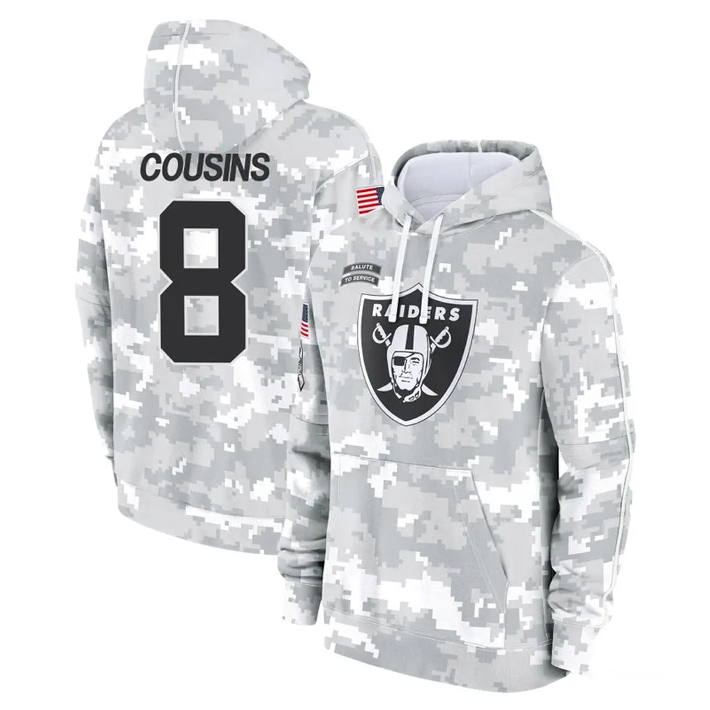 Elroe LV.Raiders #8 Kirk Cousins Player Arctic Camo Salute to Service Hoodies Limited Game Stitched Jerseys