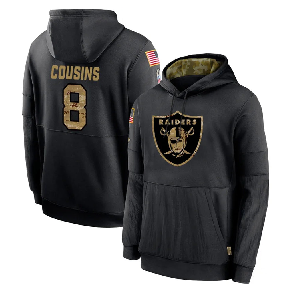Elroe LV.Raiders #8 Kirk Cousins Player Black Salute to Service Hoodies Limited Game Stitched Jerseys