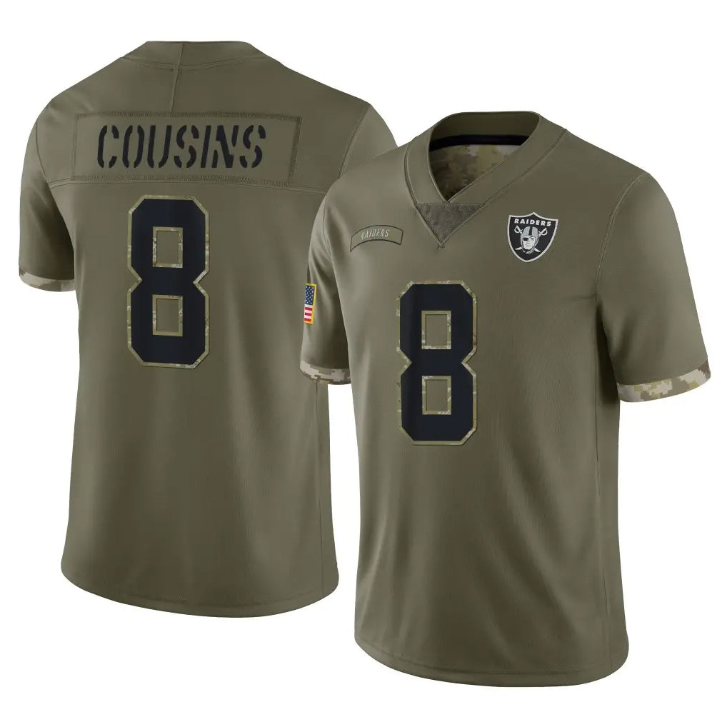 Elroe LV.Raiders #8 Kirk Cousins Player Olive Salute To Service Limited Stitched Jerseys
