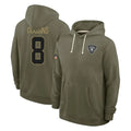 Elroe LV.Raiders #8 Kirk Cousins Player Olive Salute to Service Pullover Hoodies Limited Stitched Jerseys