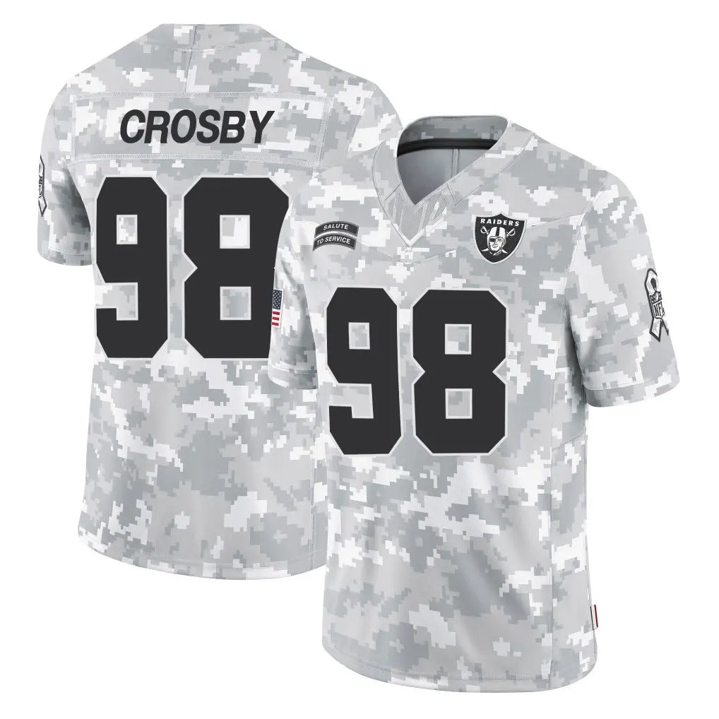 Elroe LV.Raiders #98 Maxx Crosby Player Arctic Camo Salute To Service Limited Game Stitched Jerseys