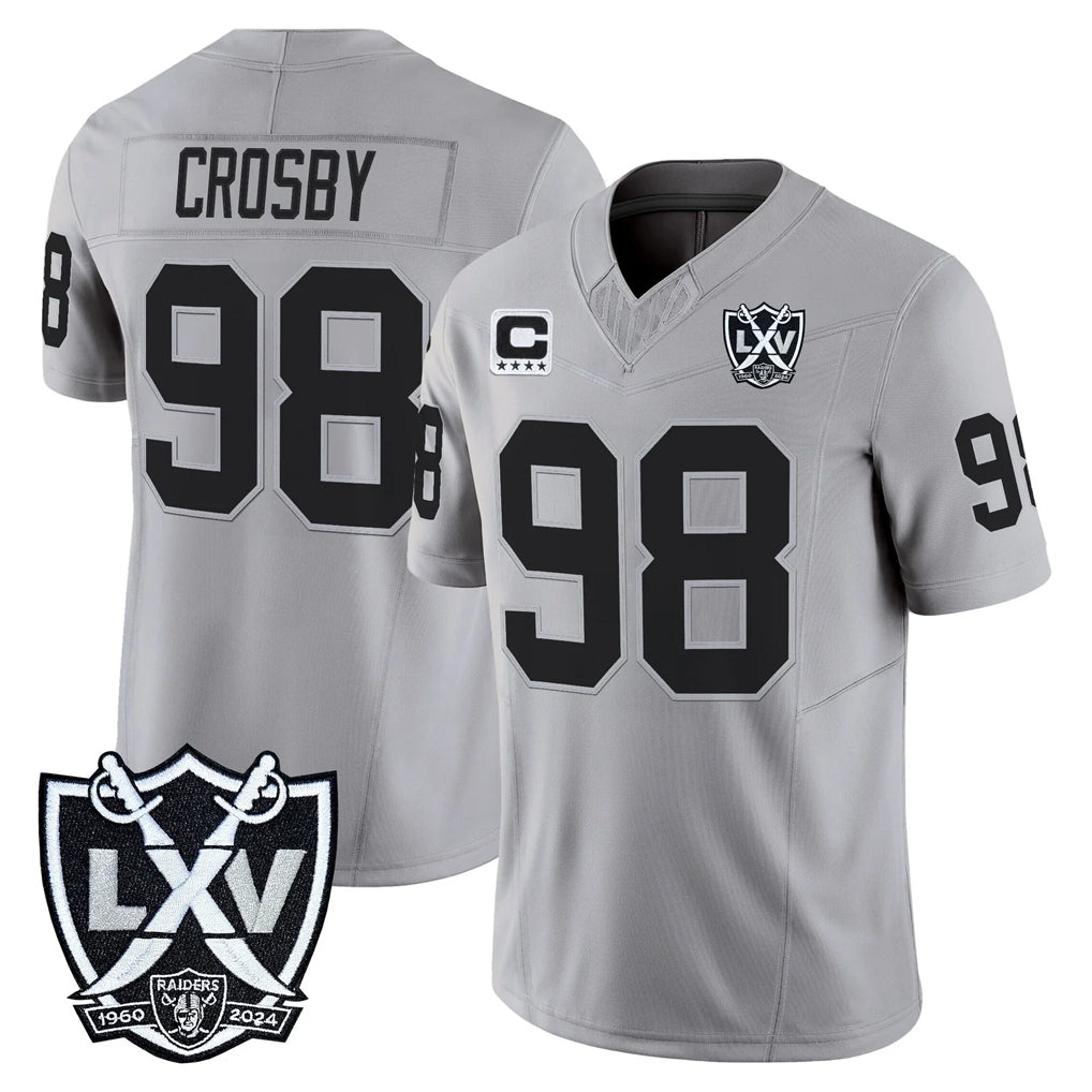 Elroe LV.Raiders #98 Maxx Crosby Player Gray 2026 Vapor Limited Home Game Stitched Jerseys