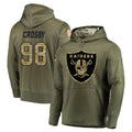 Elroe LV.Raiders #98 Maxx Crosby Player Olive Salute to Service Pullover Hoodies Home Game Stitched Jerseys