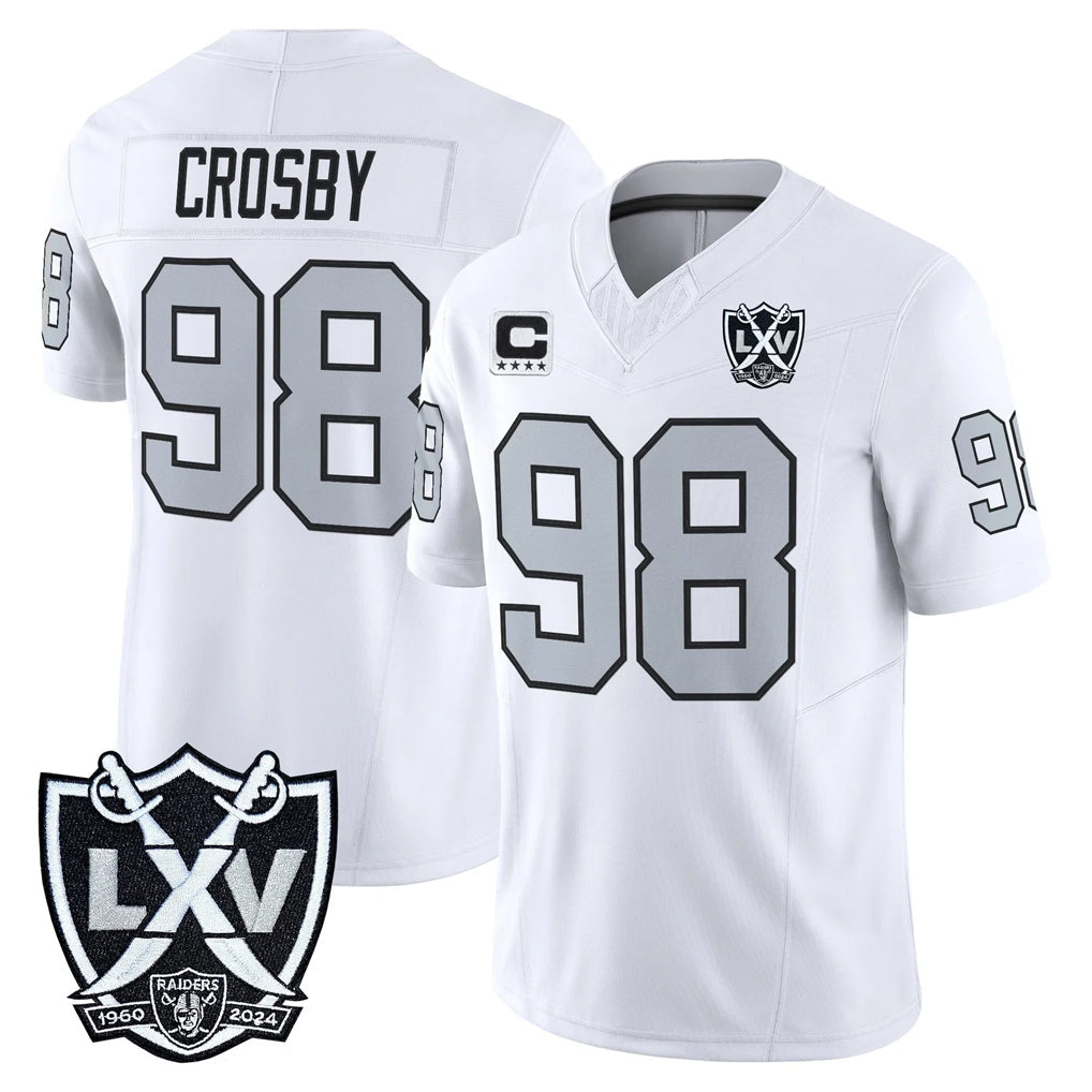 Elroe LV.Raiders #98 Maxx Crosby Player White 2026 Vapor Limited Home Game Stitched Jerseys