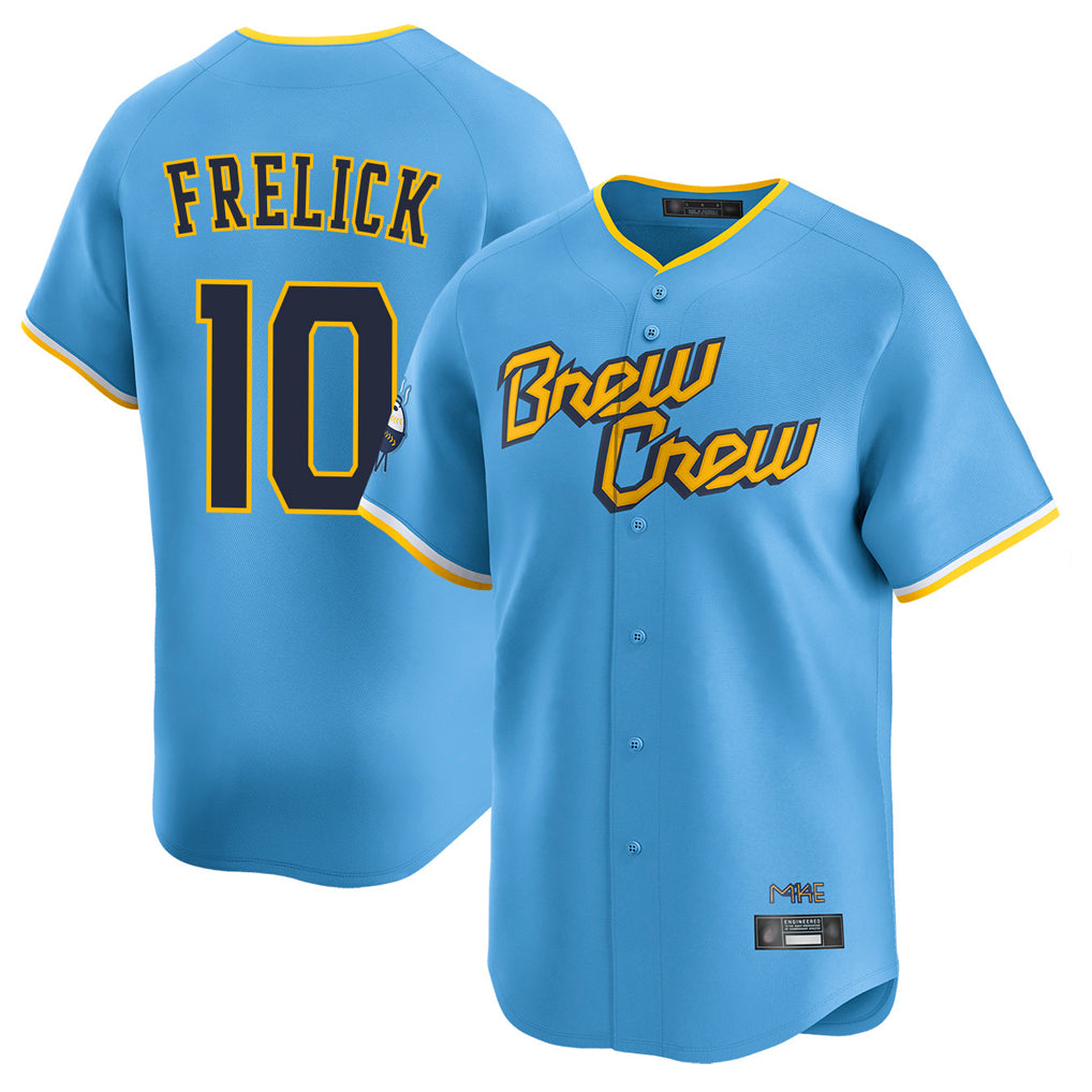 Elroe M.Brewers #10 Sal Frelick Player Light Blue City Connect Home Limited Stitched Jerseys