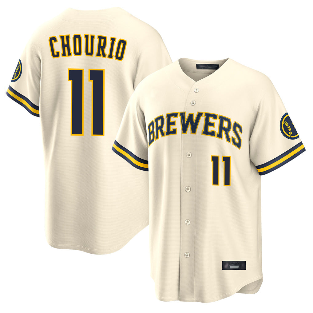 Elroe M.Brewers #11 Jackson Chourio Player Cream Home Limited Stitched Jerseys