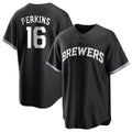 Elroe M.Brewers #16 Blake Perkins Player Black Game Home Stitched Jerseys