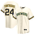 Elroe M.Brewers #24 William Contreras Player Cream Home Game Stitched Jerseys
