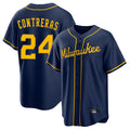 Elroe M.Brewers #24 William Contreras Player Navy Home Game Stitched Jerseys