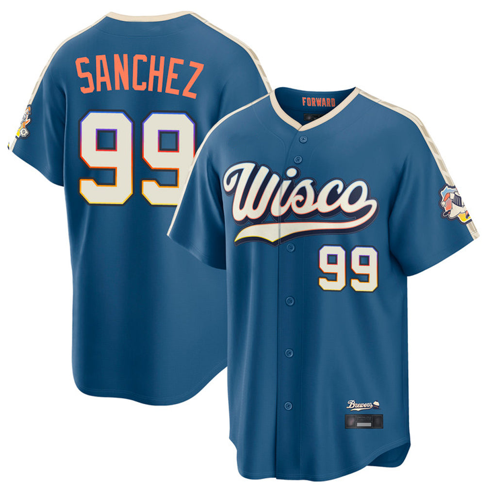 Elroe M.Brewers #99 Gary Sanchez Player Blue 2026 City Connect Home Game Stitched Jerseys