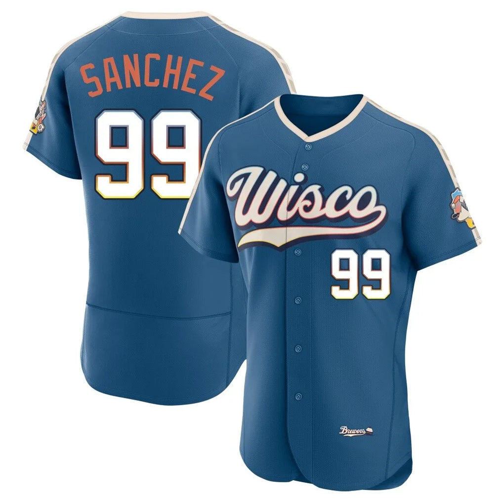 Elroe M.Brewers #99 Gary Sanchez Player Blue 2026 City Connect Home Limited Elite Stitched Jerseys