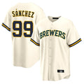 Elroe M.Brewers #99 Gary Sanchez Player Cream Home Game Stitched Jerseys