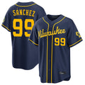 Elroe M.Brewers #99 Gary Sanchez Player Navy Home Stadium Game Stitched Jerseys
