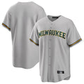 Elroe M.Brewers Blank Player Gray Home Game Stitched Jerseys