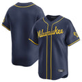 Elroe M.Brewers Blank Player Navy Home Limited Stitched Jerseys