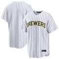 Elroe M.Brewers Blank Player White Stripes Home Limited Stitched Jerseys