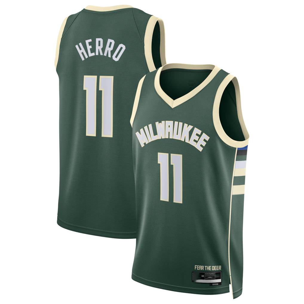 Elroe M.Bucks #11 Tyler Herro Hunter Green Swingman Jerseys - Icon Edition