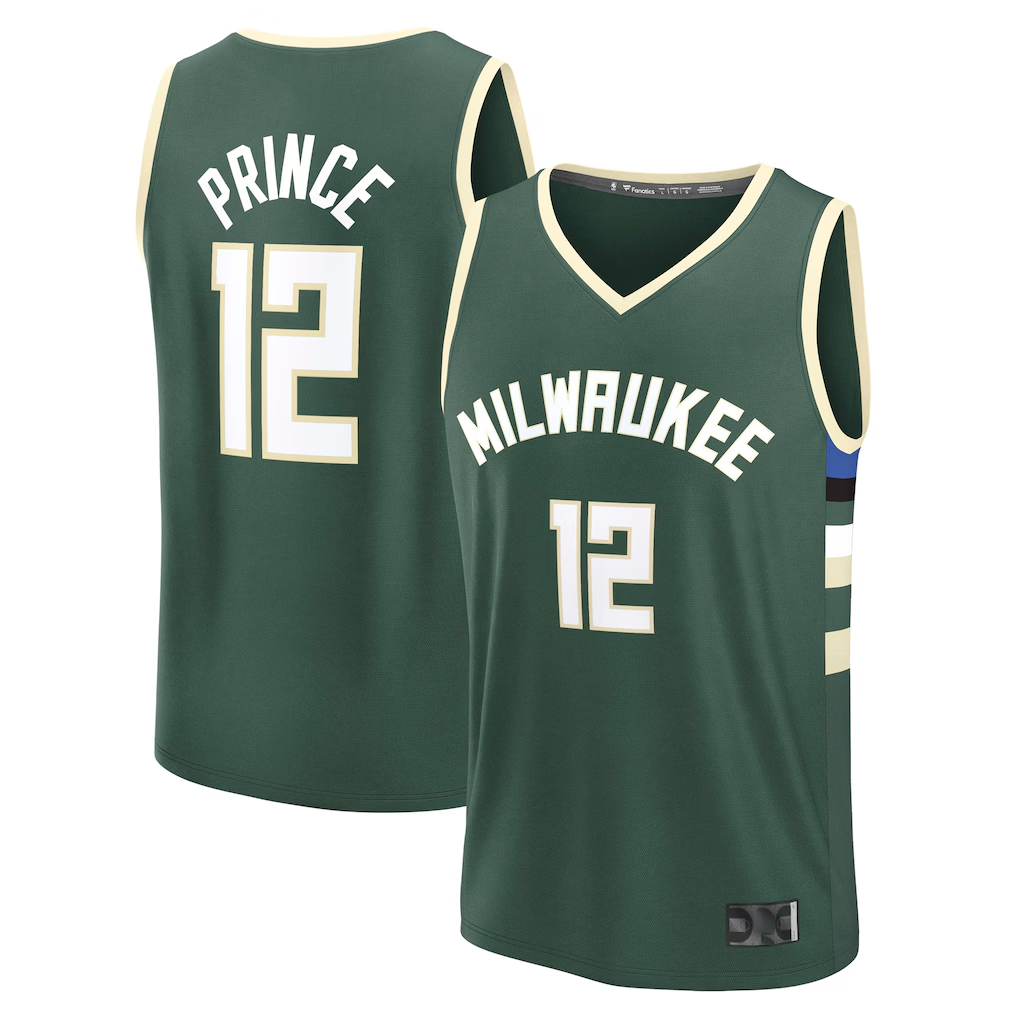 Elroe M.Bucks #12 Taurean Prince Hunter Green Fast Break Replica Player Jerseys - Icon Edition