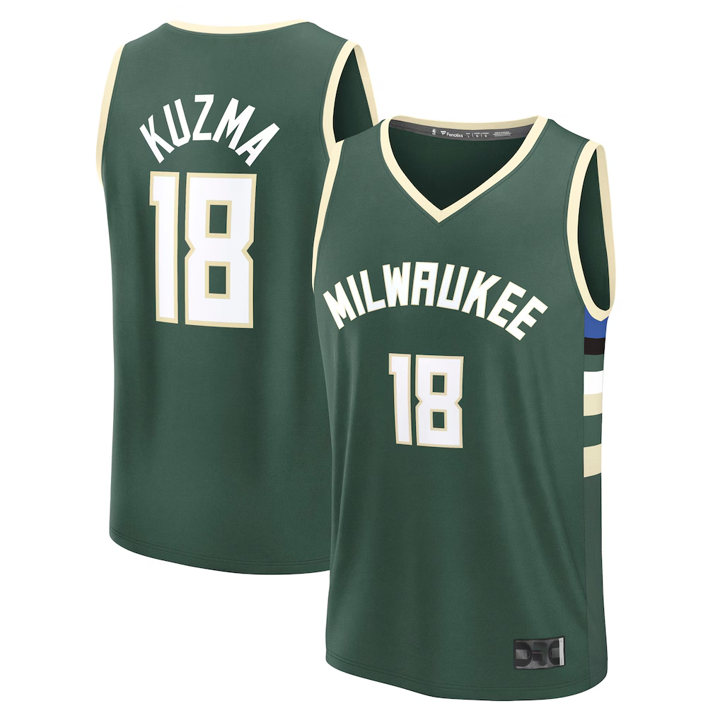 Elroe M.Bucks #18 Kyle Kuzma Hunter Green Fast Break Replica Player Jerseys - Icon Edition