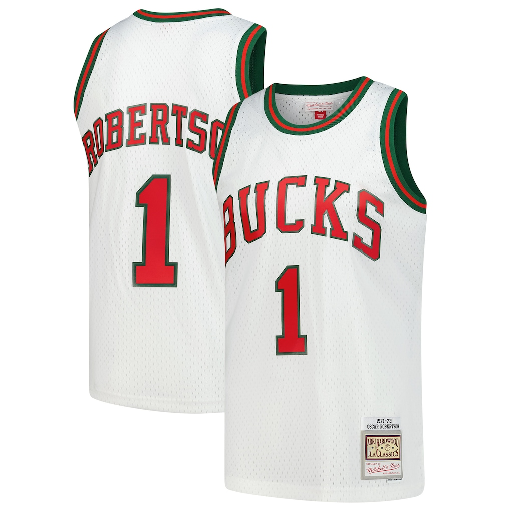 Elroe M.Bucks #1 Oscar Robertson Mitchell & Ness White Hardwood Classics Swingman Jerseys