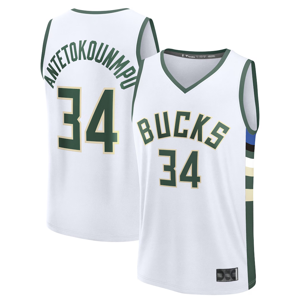 Elroe M.Bucks #34 Giannis Antetokounmpo White Fast Break Replica Player Jerseys - Association Edition