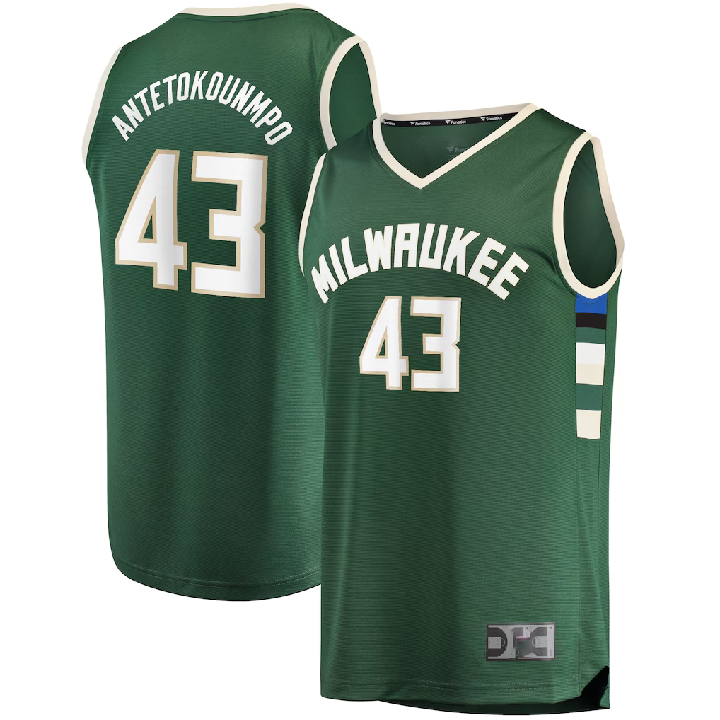 Elroe M.Bucks #43 Thanasis Antetokounmpo Hunter Green Fast Break Replica Player Jerseys - Icon Edition