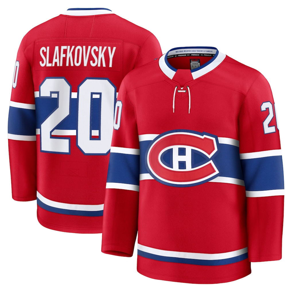 Elroe M.Canadiens #20 Juraj Slafkovsky Red Premium Jerseys