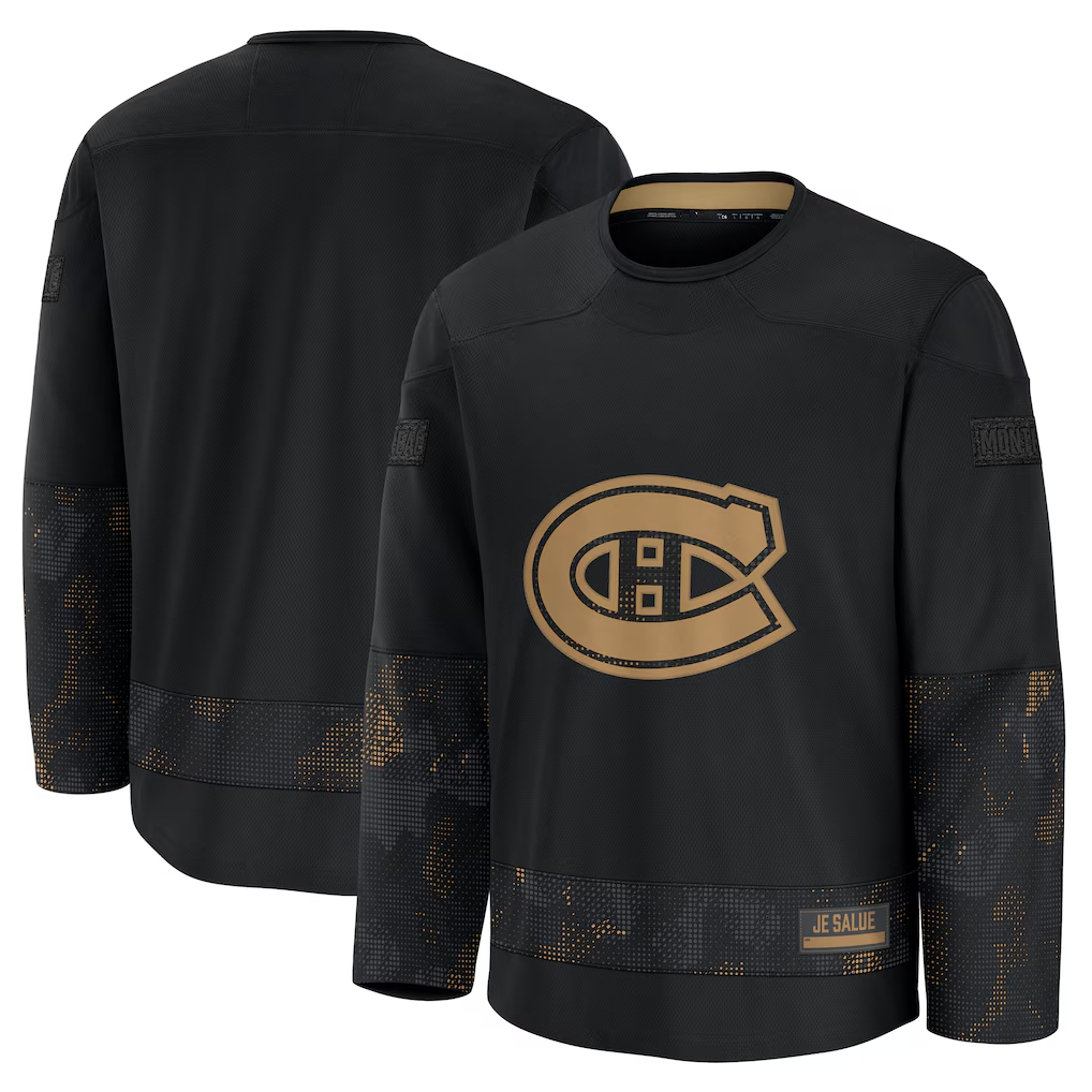 Elroe M.Canadiens Black 2024 Military Appreciation Practice Jerseys
