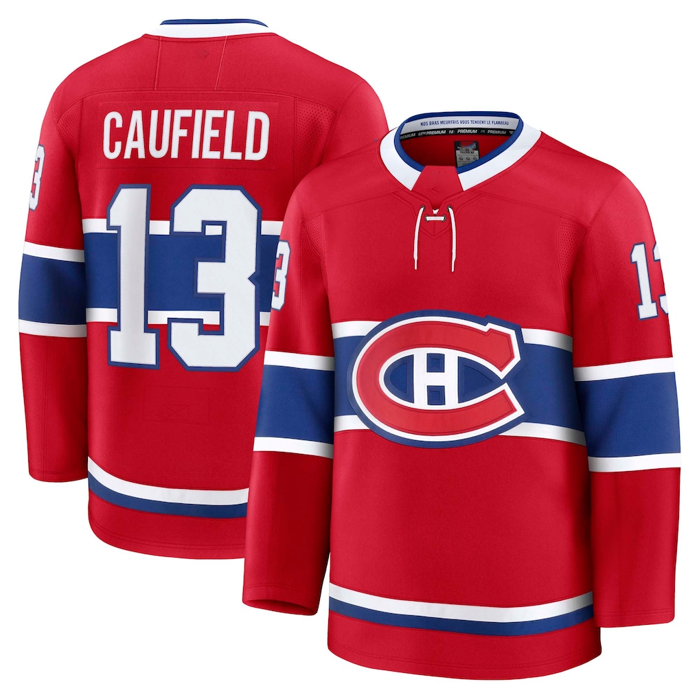 Elroe M.Canadiens #13 Cole Caufield Red Home Premium Jerseys