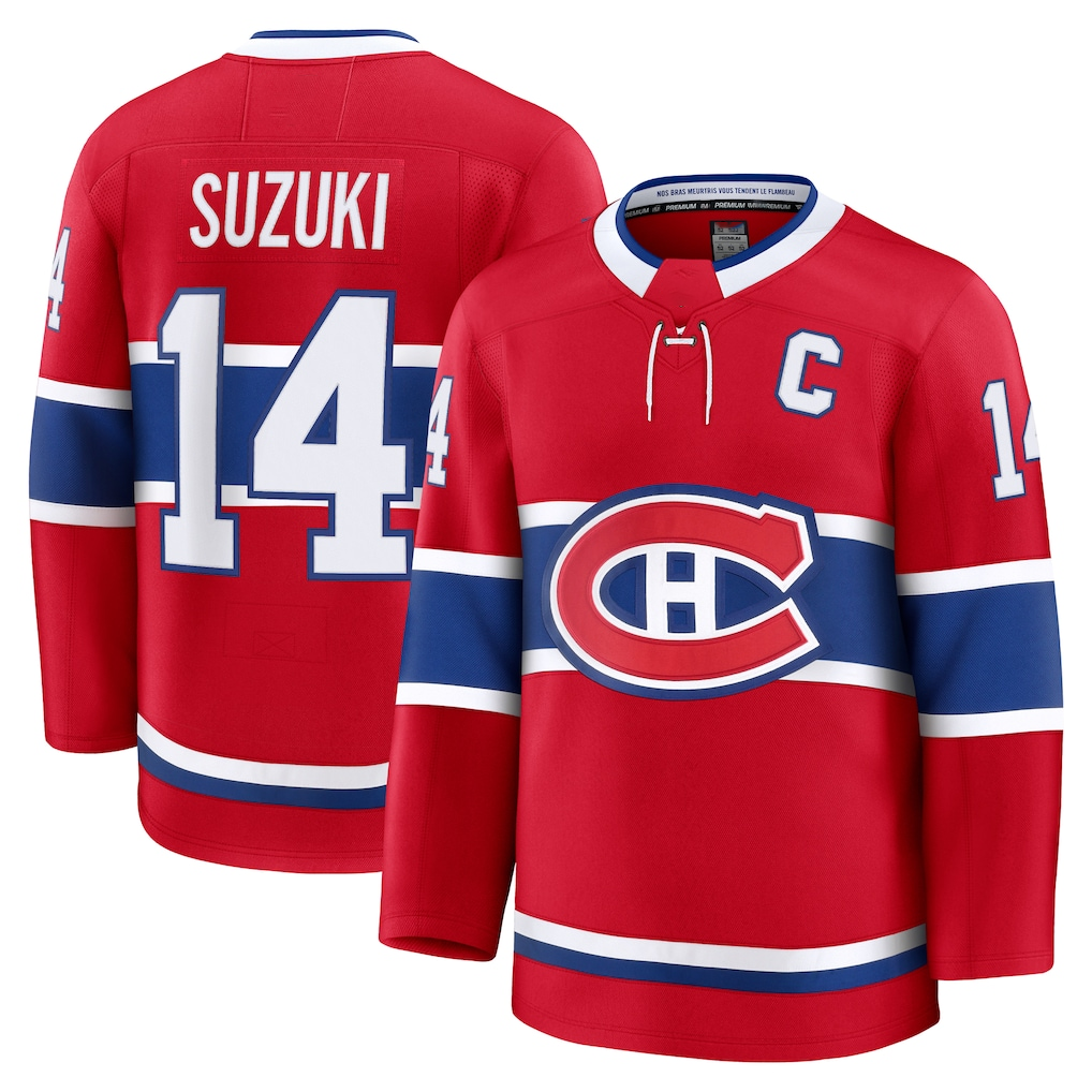Elroe M.Canadiens #14 Nick Suzuki Red Home Premium Jerseys