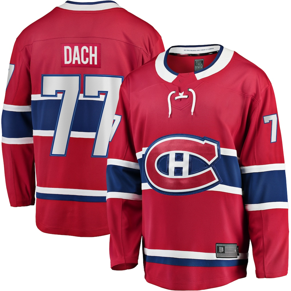 Elroe M.Canadiens #77 Kirby Dach Red Home Breakaway Player Jerseys