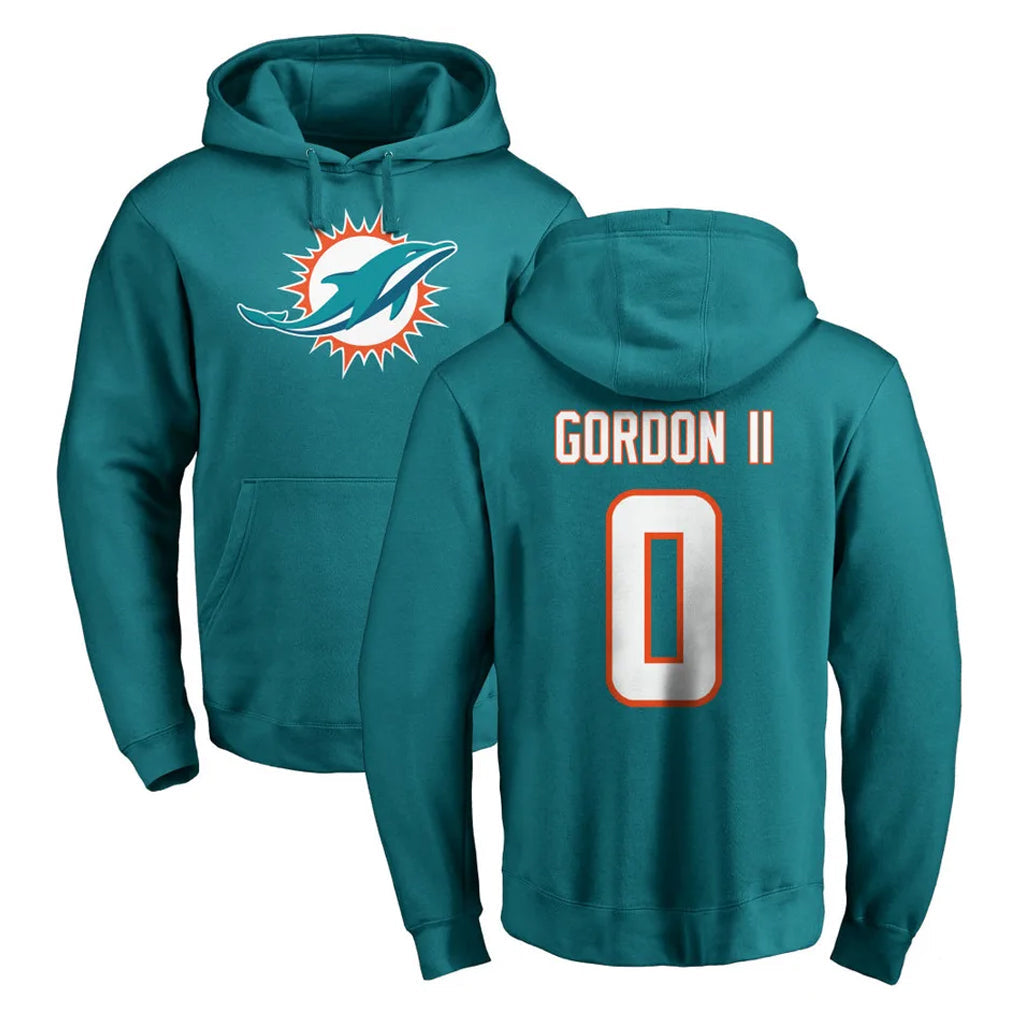 Elroe M.Dolphins #0 Ollie Gordon II Player Aqua LOGO Pullover Hoodies Limited Stitched Jerseys