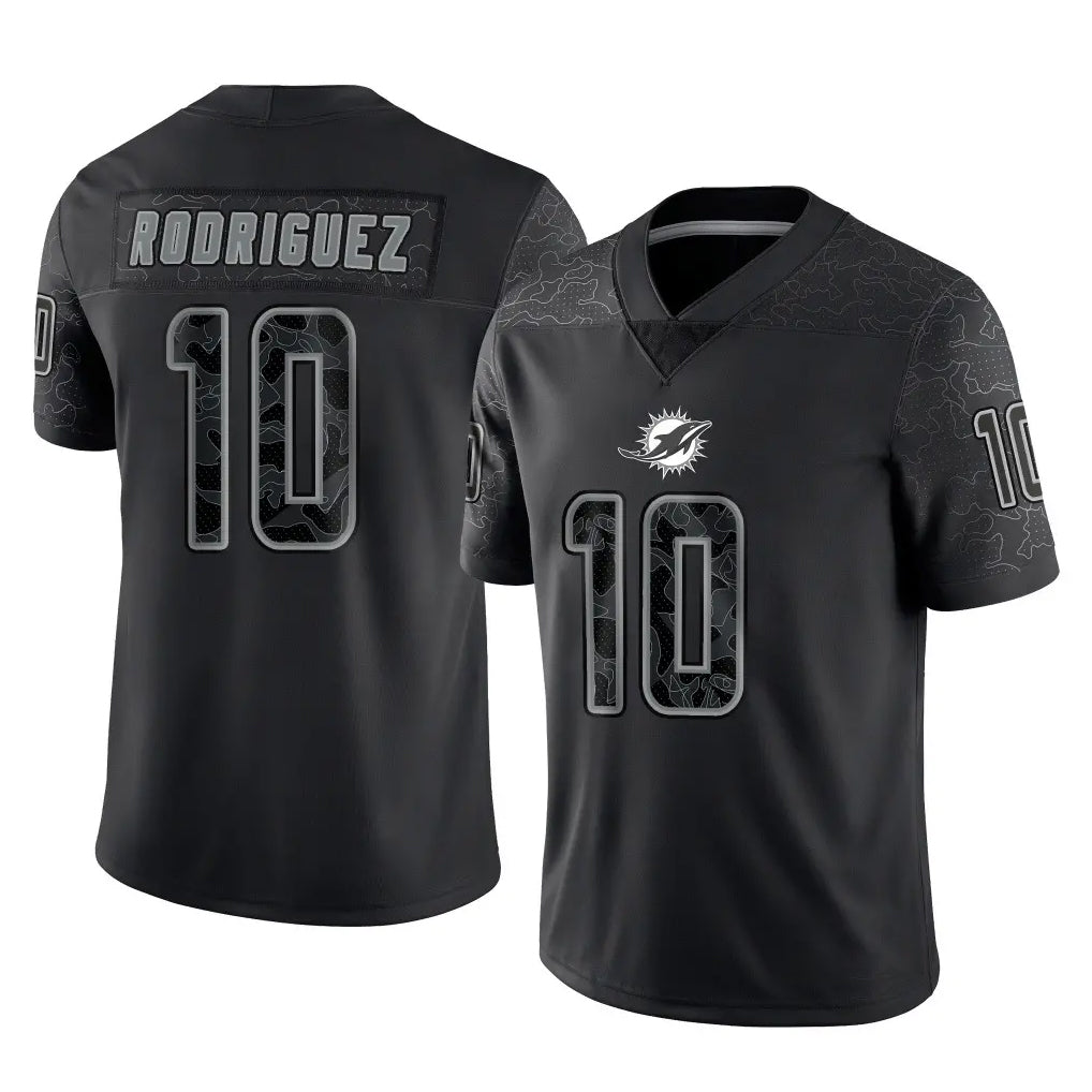 Elroe M.Dolphins #10 Jacob Rodriguez Player Black Reflective Limited Game Stitched Jerseys