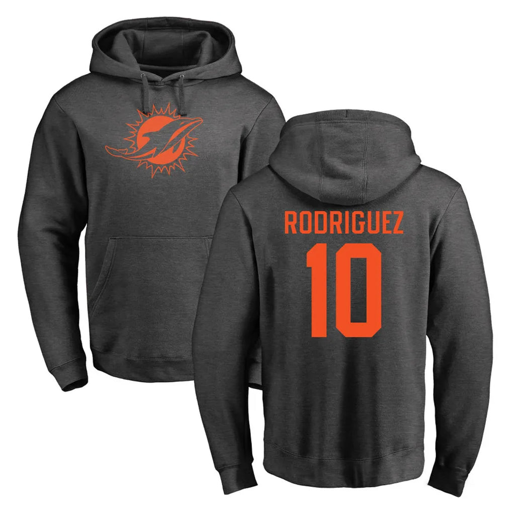 Elroe M.Dolphins #10 Jacob Rodriguez Player Darkgray Pullover Hoodies Limited Stitched Jerseys