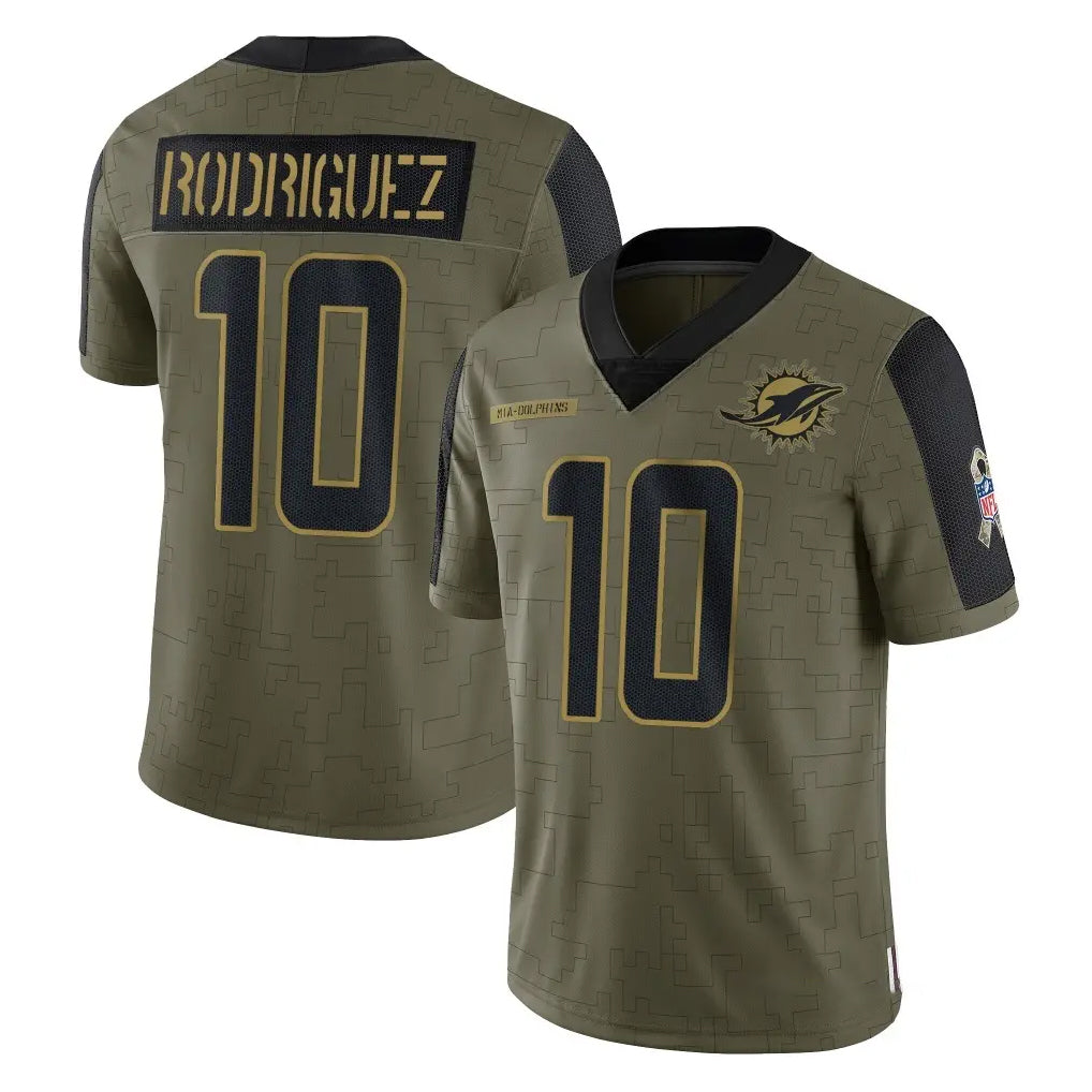 Elroe M.Dolphins #10 Jacob Rodriguez Player Olive Salute To Service Limited Game Stitched Jerseys