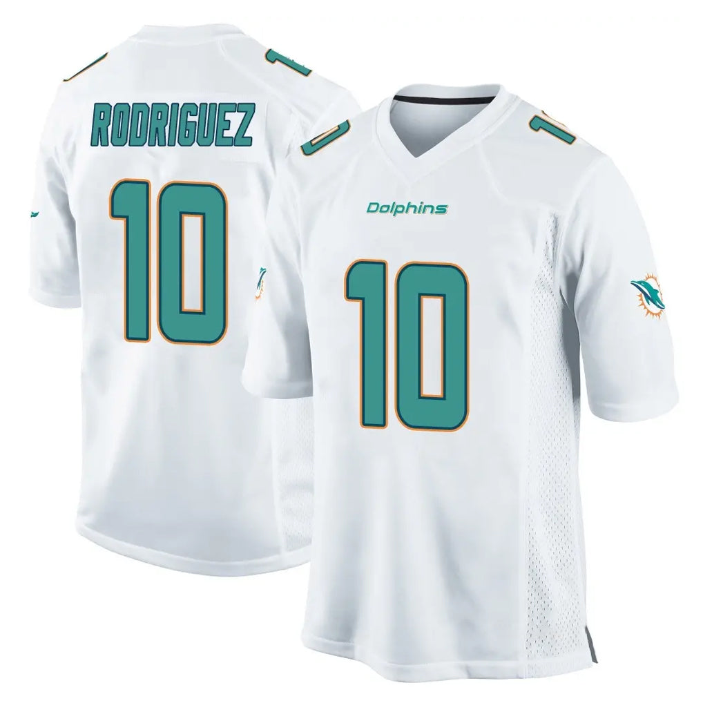 Elroe M.Dolphins #10 Jacob Rodriguez Player White Home Game Stitched Jerseys